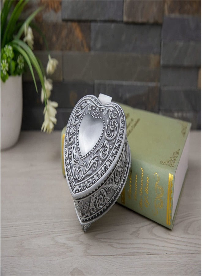 KNC Vintage Metal Heart Shape/Retro Classic Pirate Jewelry Box, Small Trinket Jewelry Storage Box for Rings Earrings Necklace Treasure Chest Organizer(Heart Shape box) - Image 2