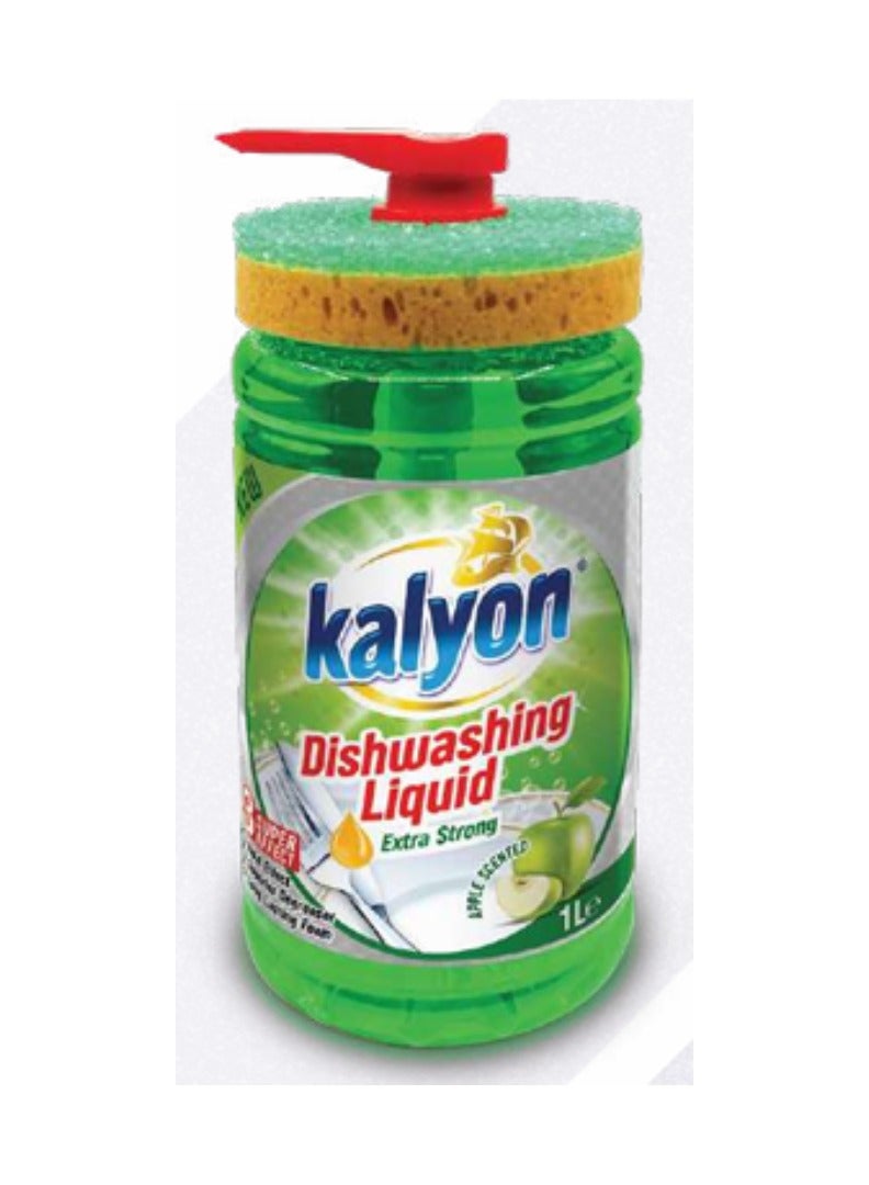 kalyon Dishwashing Liquid Apple With Sponge 1L