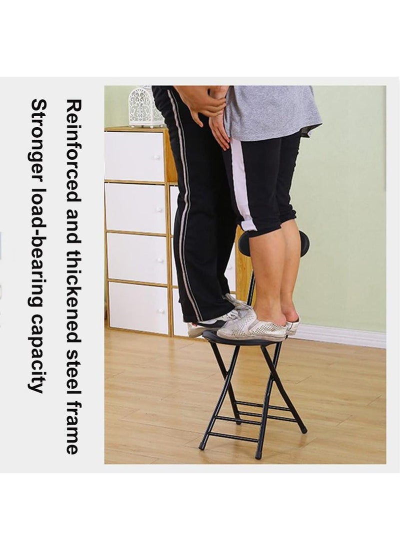 Hihonor Cushioned Padded Folding Stool, 28.7-Inch Foldable Folding bar Stool,Portable Folding Stool with Handle for Fishing Hiking Gardening Travel, Black  - Image 4