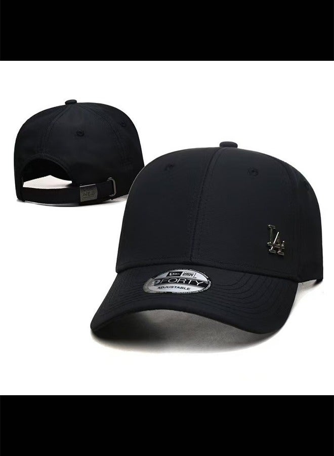 لا قبعة بيسبول LA قبعة منقار البط قبعة شمس قبعة مدببة قبعة شمس قطن خالص قبعة بيسبول خارجية للرجال والنساء باللون الأسود - Image 1