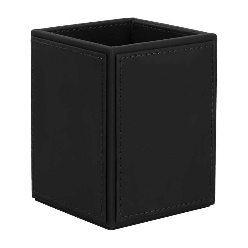 V-CUBE DESIGNS Premium Vegan Leather Pen Holder for Desk & Study Table Accessory | Marker/Pencil Stand for Student | Stationery Organizer for Office Table & Home | 6mm Thickness with MDF Core |Black - Image 2