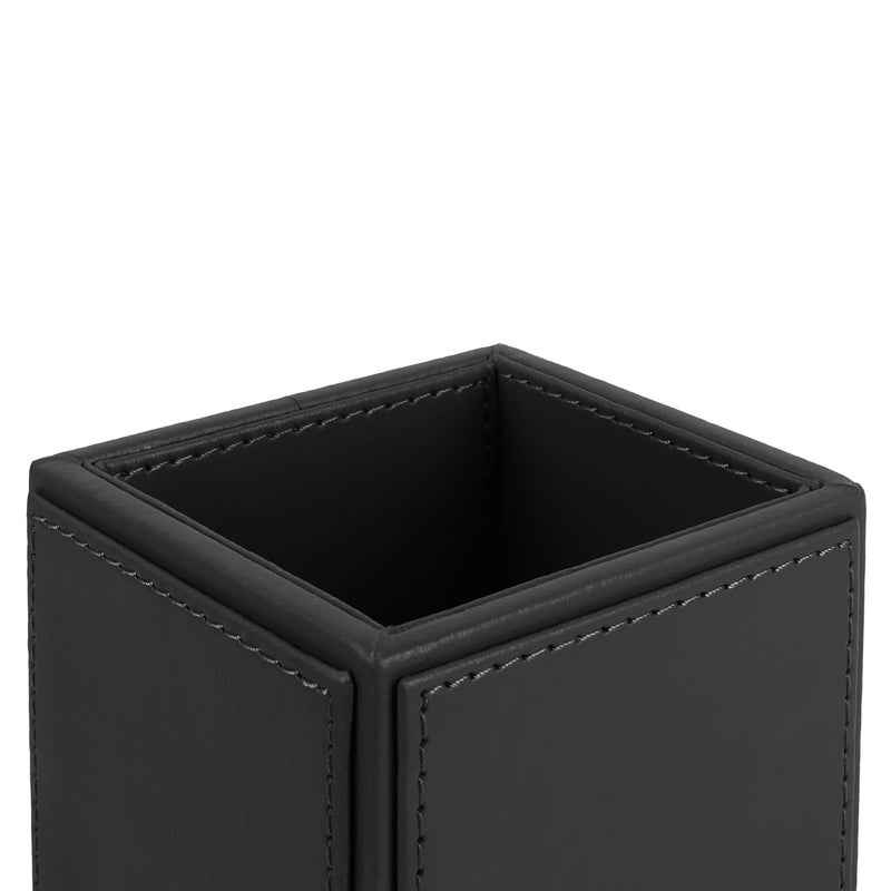 V-CUBE DESIGNS Premium Vegan Leather Pen Holder for Desk & Study Table Accessory | Marker/Pencil Stand for Student | Stationery Organizer for Office Table & Home | 6mm Thickness with MDF Core |Black - Image 3