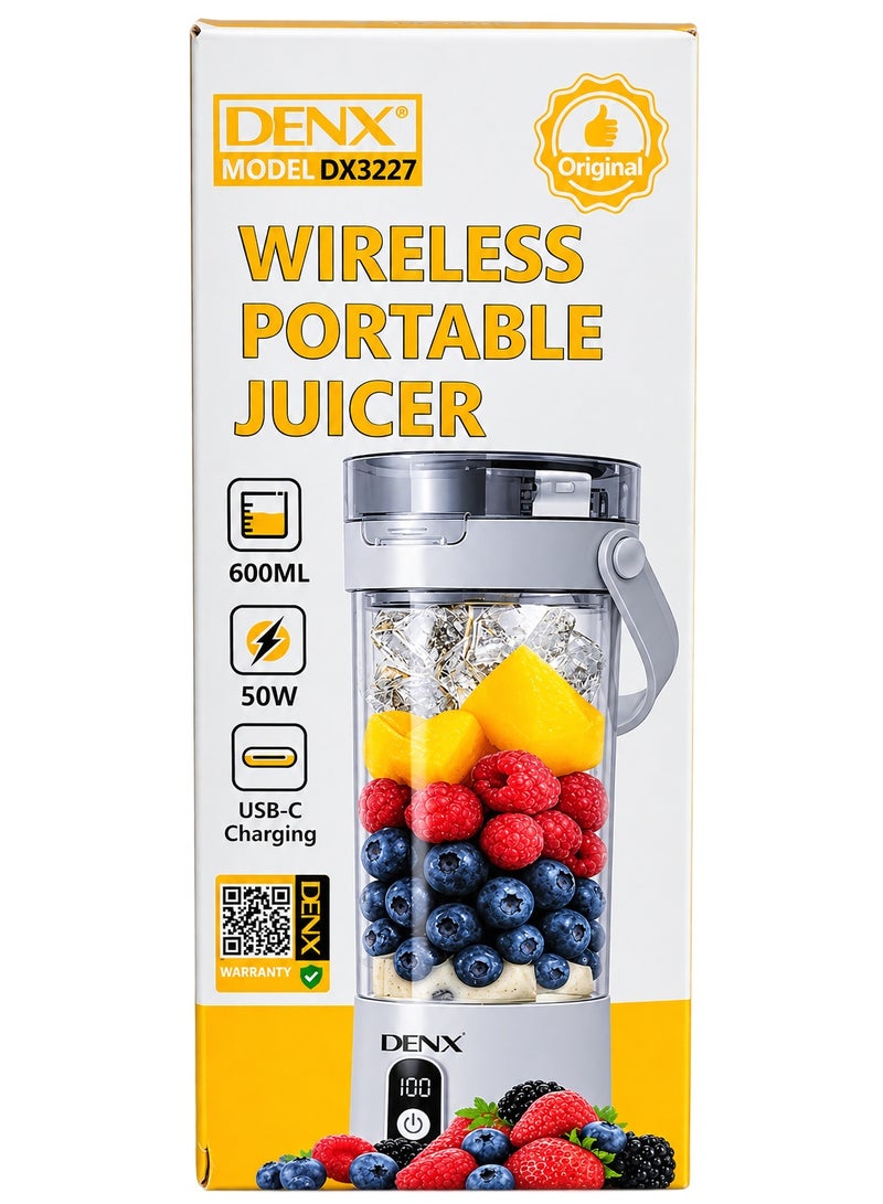 Dinex DENX DX3227 Wireless Portable Blender 600ml, 50W, USB-C Rechargeable Mini Smoothie Maker - Image 1