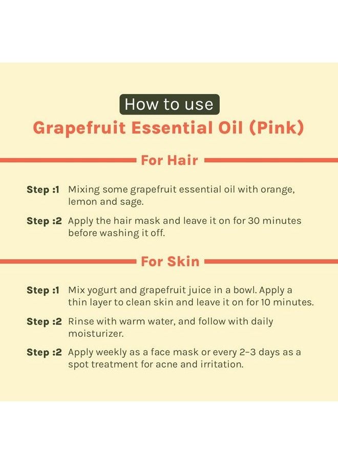 Nature's Tattva - Tattbvalogy Grapefruit (Pink) Essential Oil ; Aromatherapy & Mood Lifter ; Natural & Undiluted Oil For Massage Hair Care Dandruff Skin Irritation & Acne Reduction ; In Glass Bottle 15 Ml - Image 1