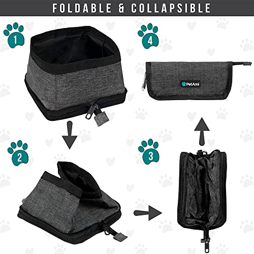 PetAmi Collapsible Dog Bowls 2 Pack, Food and Water Bowls Travel Set, Portable Pet Dish No Spill, Foldable Lightweight BPA Free Leakproof Bowls, Camping Hiking Walking Outdoor Gear Accessories, Blue - Image 5