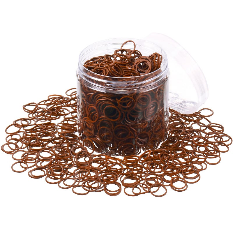 Hicarer 2000 Pack Mini Rubber Bands Elastic Hair Bands Soft Hair Ties with Box for Hair Braiding Hair Wedding Hairstyle(Dark Brown) - Image 1