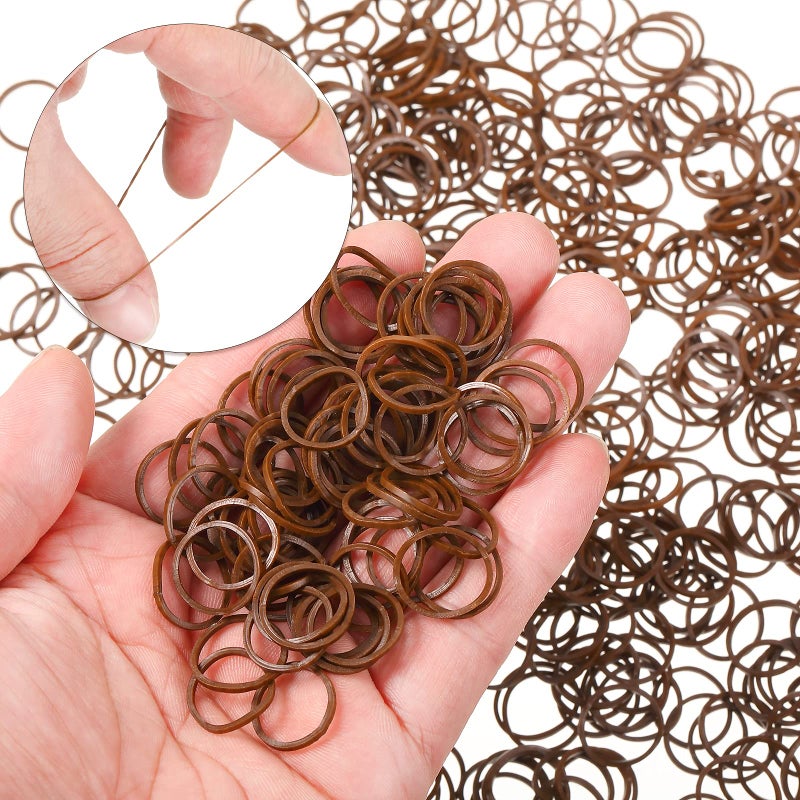 Hicarer 2000 Pack Mini Rubber Bands Elastic Hair Bands Soft Hair Ties with Box for Hair Braiding Hair Wedding Hairstyle(Dark Brown) - Image 4