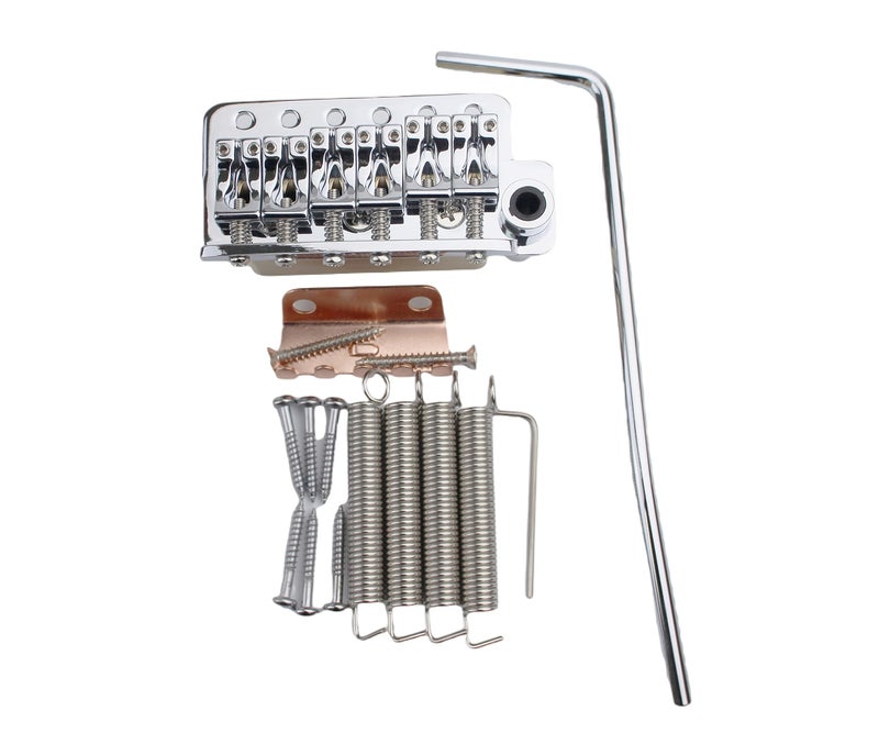Guyker Guitar Tremolo Bridge String Spacing 10.8MM with Tremolo System Saddle And Brass Block & Spring and Claw, Pop-In Vibrato Bar, Complete Install Kit, GG1013A Chrome - Image 1