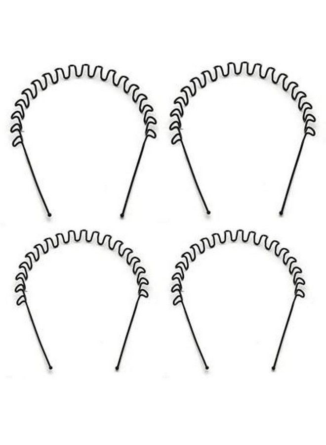 ELRINZA Daily Use Black Spring Zigzag Wave Metal Hair Hoop Zigzag Hair Band Pack Of 4 - Image 1