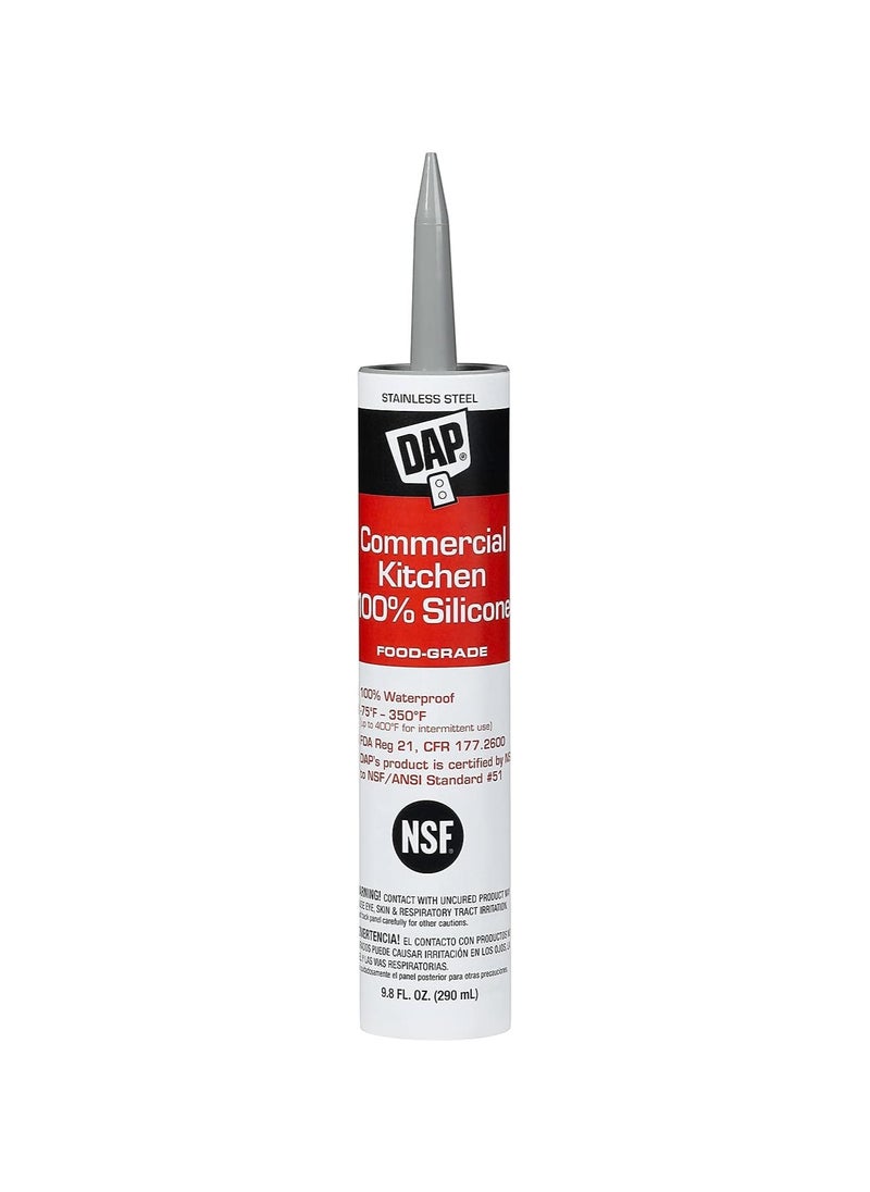 Dap - DAP 08660 Commercial Kitchen 100% Silicone Sealant, 9.8-Ounce, Stainless Steel - Image 1