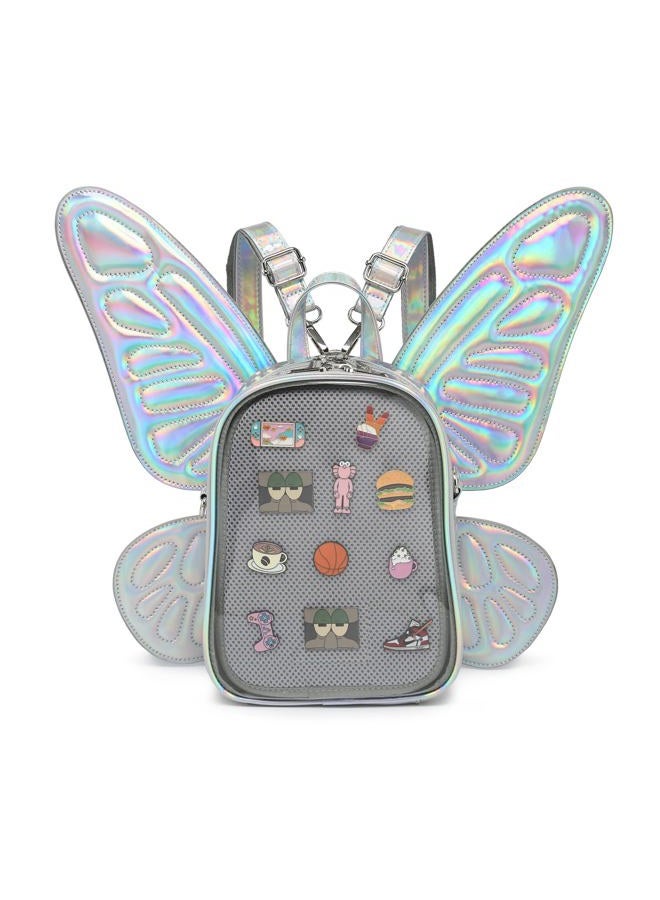 CHERRY SAUCE Ita Bag Backpack Butterfly Wings Fashion Purses and Handbags JK Bags Detachable Straps, Laser Silver, Small - Image 1