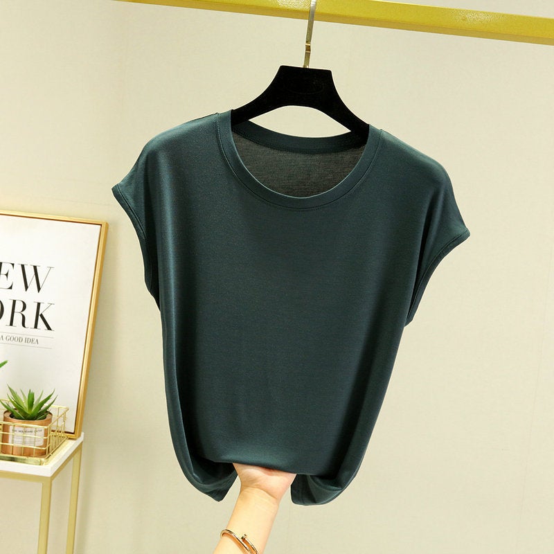Summer 2023 Modal Short-Sleeved T-Shirt Inner Wear Plus Size Half-Sleeved T-Shirt Top Thin Western Style Slimming Bottoming Shirt - Image 1