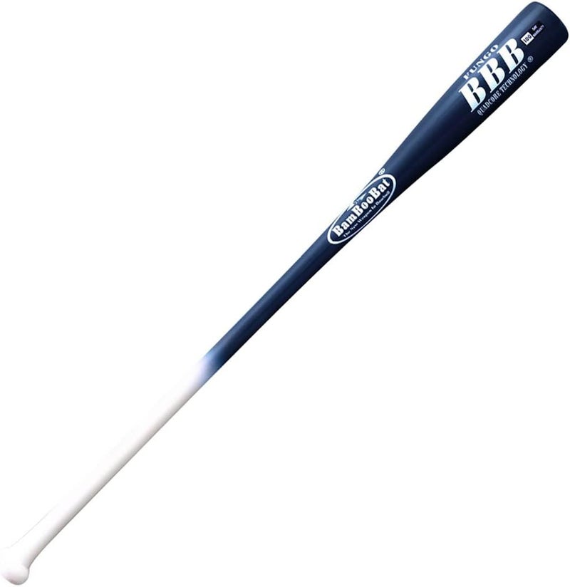Bamboo Bats by Pinnacle Sports Equipment INC. Adult Fungo Infield/Outfield Bamboo Baseball Bat, White Handle/Navy Barrel, 37"