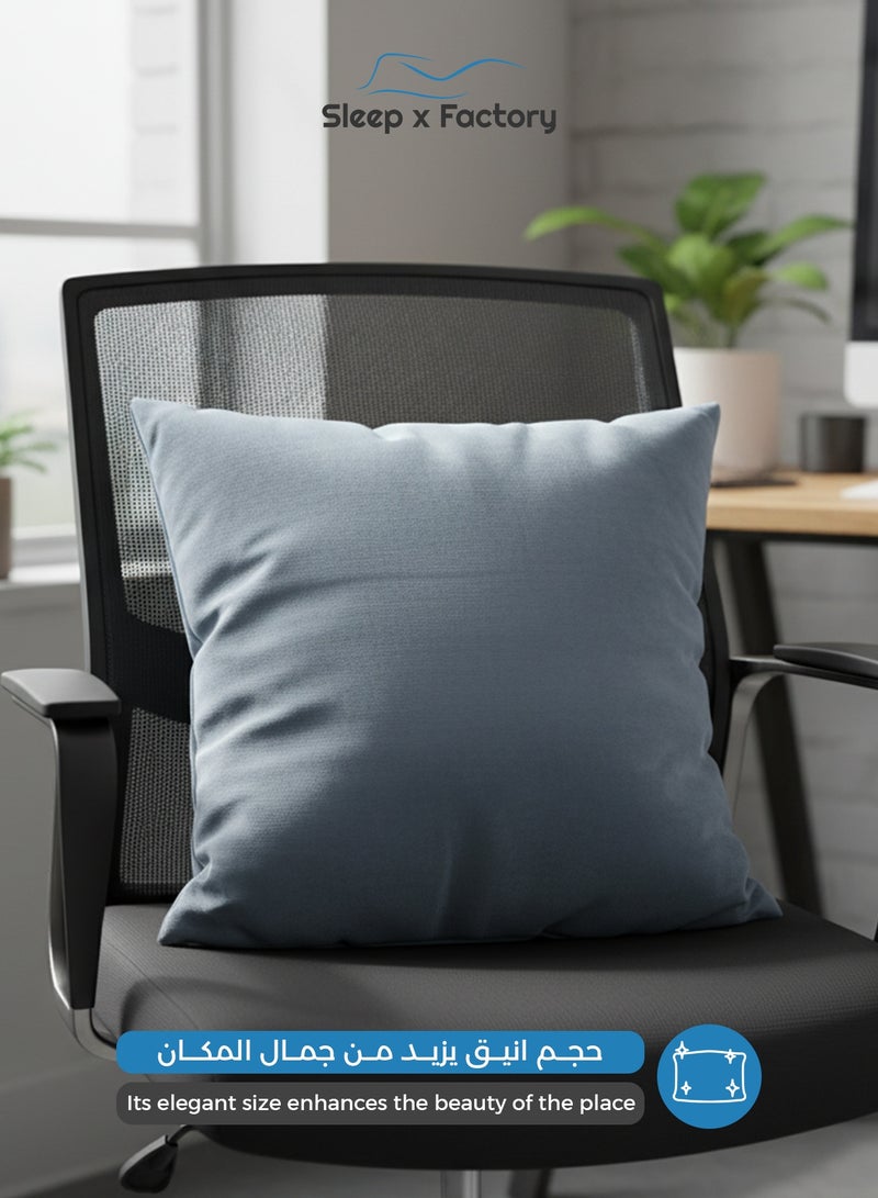 Sleep x Factory Velvet Blue Decorative Cushions – 3 Pack – 45x45 cm – Microfiber Filled Pillow - Image 4