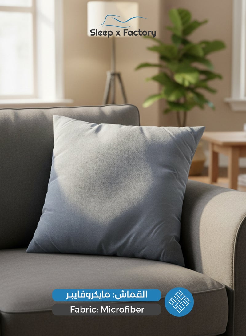 Sleep x Factory Velvet Blue Decorative Cushions – 3 Pack – 45x45 cm – Microfiber Filled Pillow - Image 3