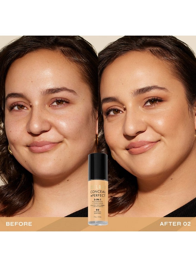 MILANI Conceal + Perfect 2-In-1 Foundation + Concealer - Natural (1 Fl. Oz.) Cruelty-Free Liquid Foundation - Cover Under-Eye Circles, Blemishes & Skin Discoloration For A Flawless Complexion - Image 1