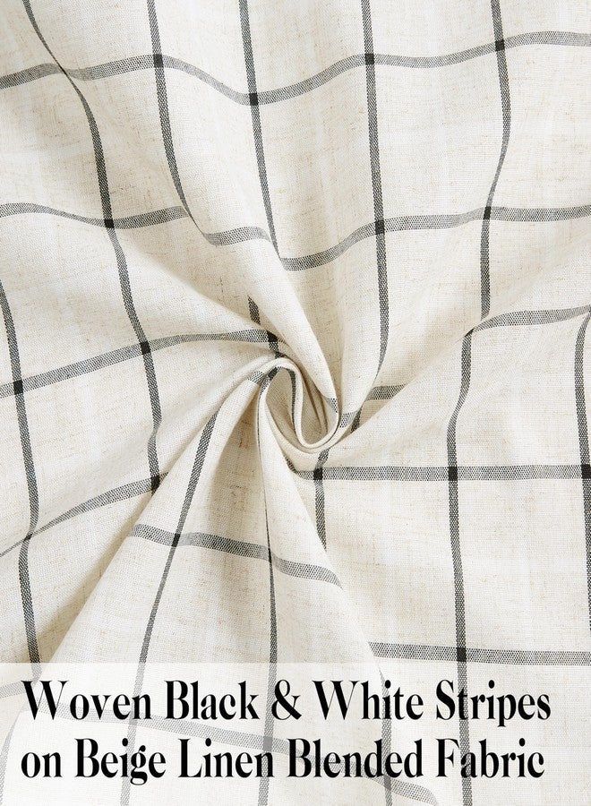 Bapawfish Buffalo Plaid Light Filtering Natural Linen Curtains 84 Inches Length,Woven Black and White Stripes Farmhouse Privacy Bedroom Drapes,Grommet Window Treatment Set for Living Room,40"Wx84"Lx2 - Image 3