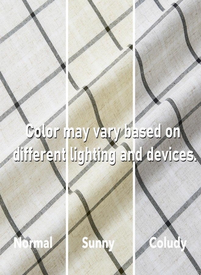 Bapawfish Buffalo Plaid Light Filtering Natural Linen Curtains 84 Inches Length,Woven Black and White Stripes Farmhouse Privacy Bedroom Drapes,Grommet Window Treatment Set for Living Room,40"Wx84"Lx2 - Image 4