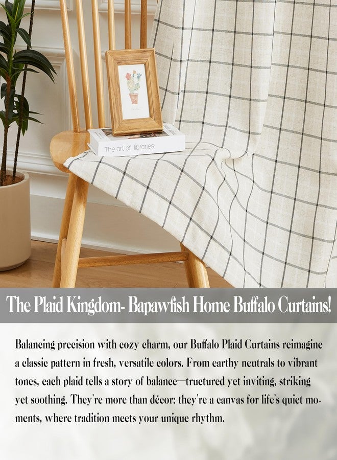 Bapawfish Buffalo Plaid Light Filtering Natural Linen Curtains 84 Inches Length,Woven Black and White Stripes Farmhouse Privacy Bedroom Drapes,Grommet Window Treatment Set for Living Room,40"Wx84"Lx2 - Image 5