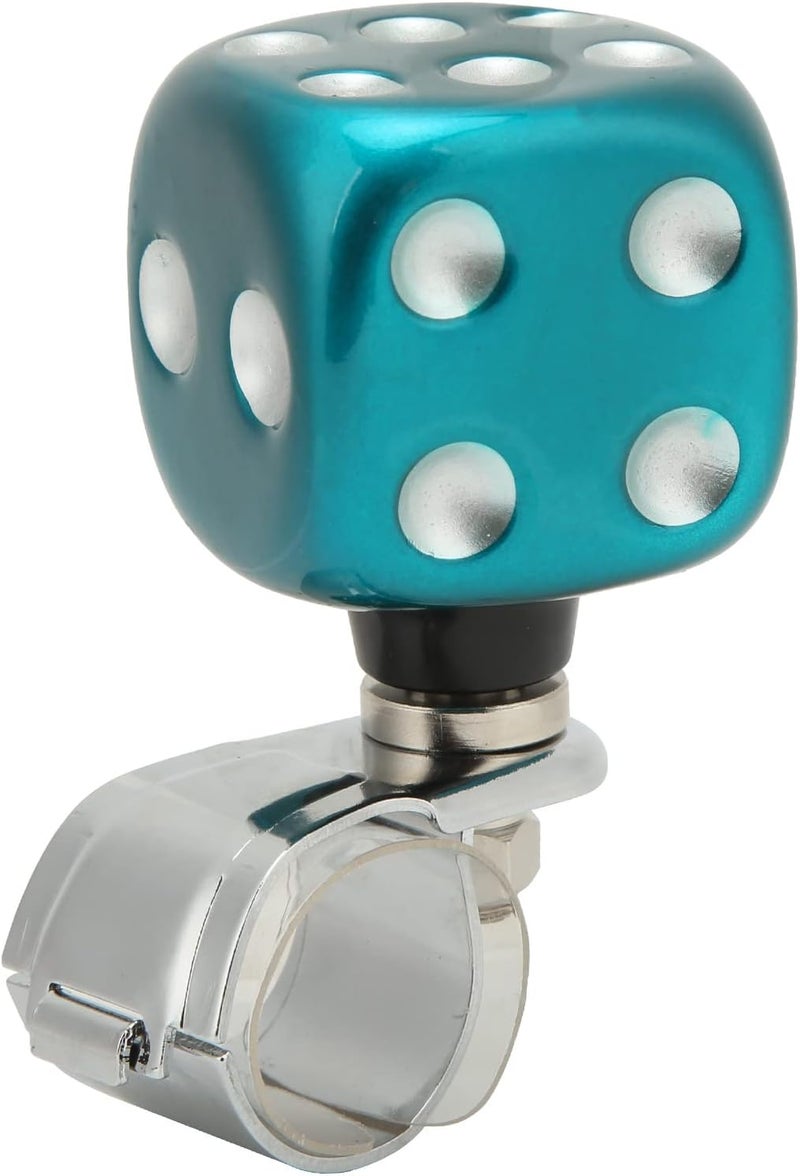 Dice Shape Steering Wheel Spinner Knob, Suicide Knob for Cars Trucks Tractors Boats, Ergonomic Power Handle with Punk Dice Design, Easy Install Labor Saving Vehicle Steering Aid (Green) - Image 1