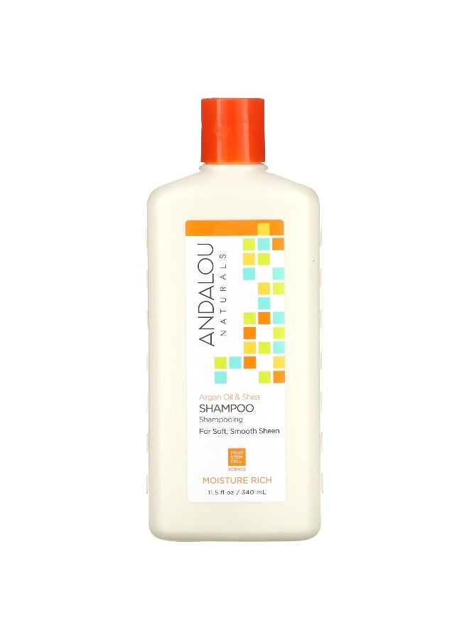 Andalou Naturals Andalou Naturals, Shampoo, Moisture Rich, For Soft, Smooth Sheen, Argan Oil & Shea, 11.5 fl oz (340 ml) - Image 1