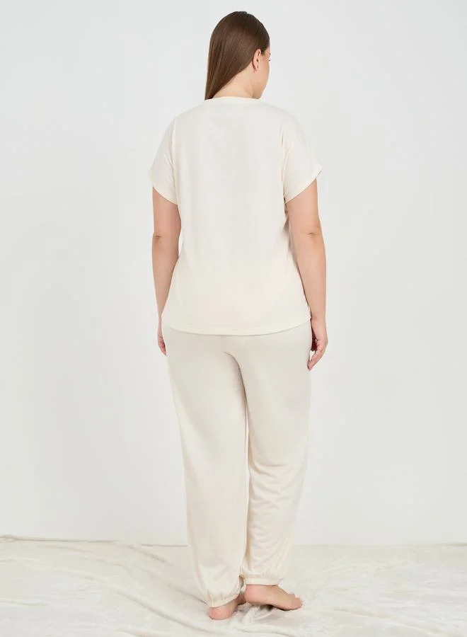 ستايلي Solid Loopback Top & Joggers Lounge Set