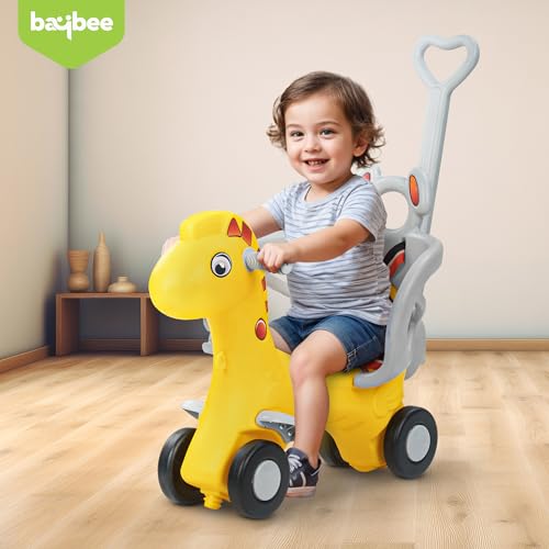 GoodLuck Baybee 2 in 1 Kids Horse Ride On Car for Baby Rocking Horse Ride On Push Car with Music Indoors & Outdoors Made in India for 1-3 Years (Yellow) - Image 2