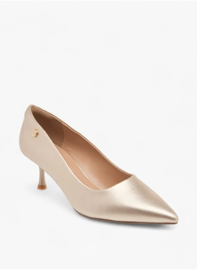 Celeste Womens Solid Slip-On Pumps With Pointed Toe And Kitten Heels