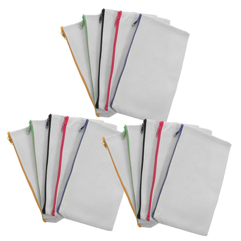 15pcs Canvas Zipper Pouch Set Blank DIY Sublimation Makeup Pencil Bags For Travel Cosmetics Storage - Image 2