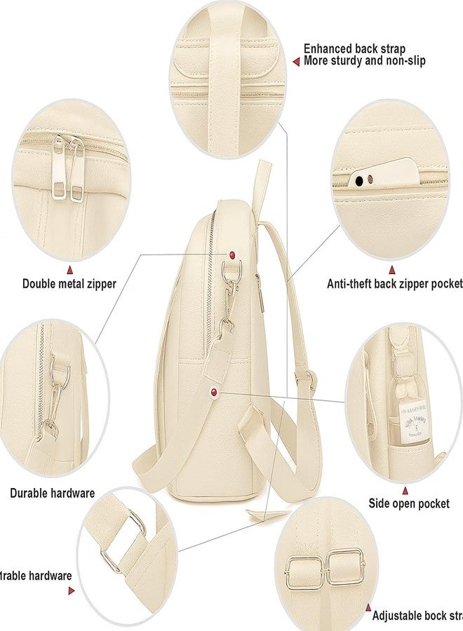 MUCHOVA Stylish Women Backpack | Lightweight Casual College Backpack | Spacious Multi-Pocket Backpack for Office Travel & College (Cream) - Image 3