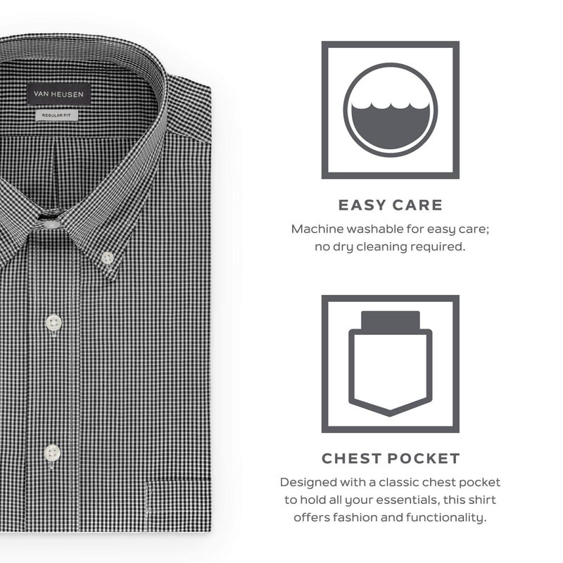 Van Heusen قميص رسمي بأزرار من فان هيوزن للرجال بتصميم جينغهام، لون أزرق باهت، مقاس متوسط - Image 5