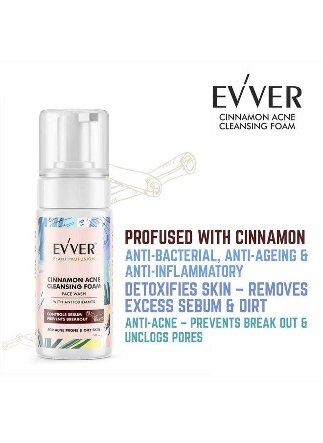 Essentium Phygen - Evver Cinnamon Acne Cleansing Foam, Profused With Cinnamon And Tea Tree Oil, 100 Ml - Image 1