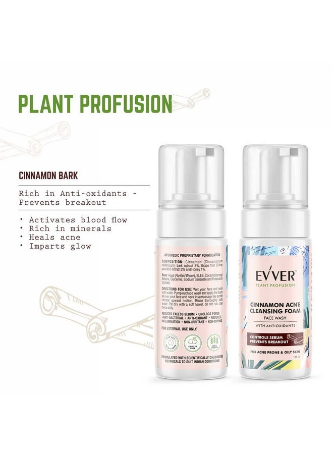 Essentium Phygen - Evver Cinnamon Acne Cleansing Foam, Profused With Cinnamon And Tea Tree Oil, 100 Ml - Image 1