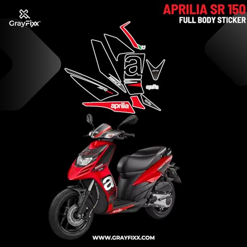 Grayfixx Full Body Graphics for Aprilia SR150 | Printed in Premium Gloss Vinyl, Water Proof, Precut Sticker, Pack of 1 Both Side-Self-Adhesive - Image 2