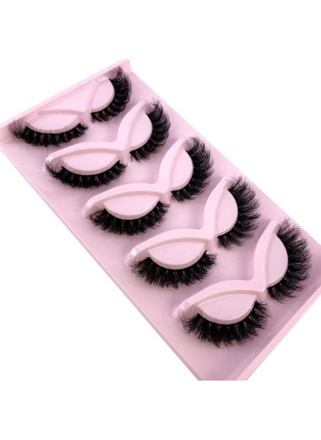 HBZGTLAD - New 5 Pairs Fluffy Natural Lashes Makeup Handmade Reusable Short 8Mm 22Mm Wispy Strip Faux Mink False Lashes (Ru 1) - Image 1