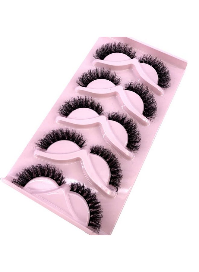 HBZGTLAD - New 5 Pairs Fluffy Natural Lashes Makeup Handmade Reusable Short 8Mm 22Mm Wispy Strip Faux Mink False Lashes (Ru 1) - Image 1