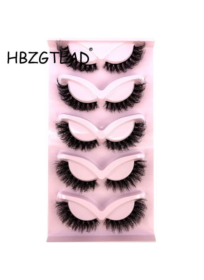 HBZGTLAD - New 5 Pairs Fluffy Natural Lashes Makeup Handmade Reusable Short 8Mm 22Mm Wispy Strip Faux Mink False Lashes (Ru 1) - Image 1
