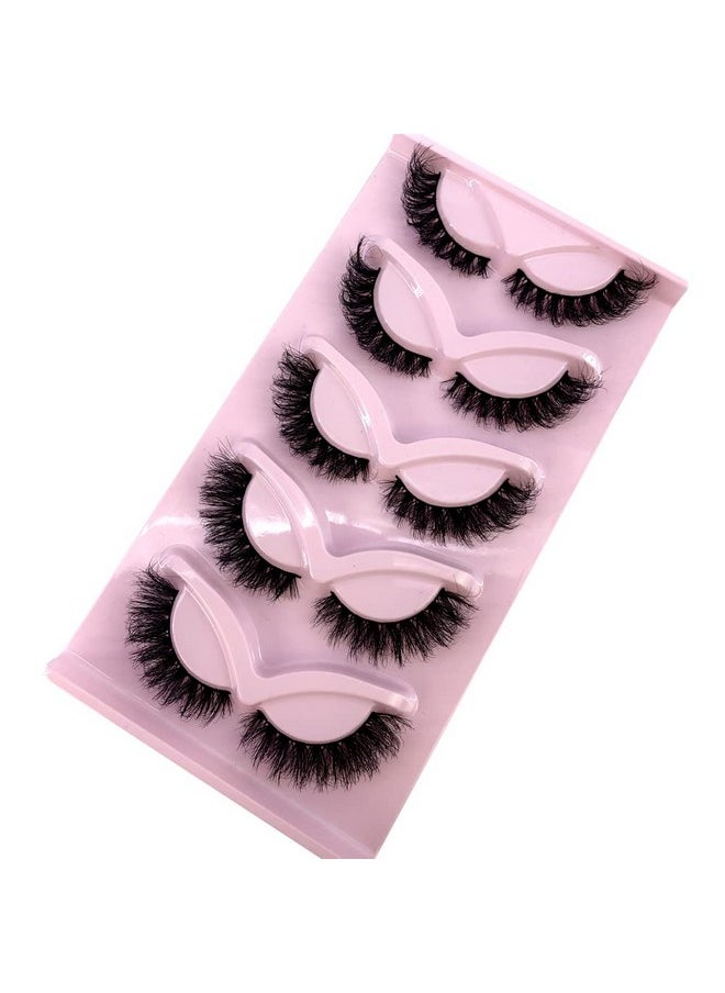 HBZGTLAD - New 5 Pairs Fluffy Natural Lashes Makeup Handmade Reusable Short 8Mm 22Mm Wispy Strip Faux Mink False Lashes (Ru 1) - Image 1