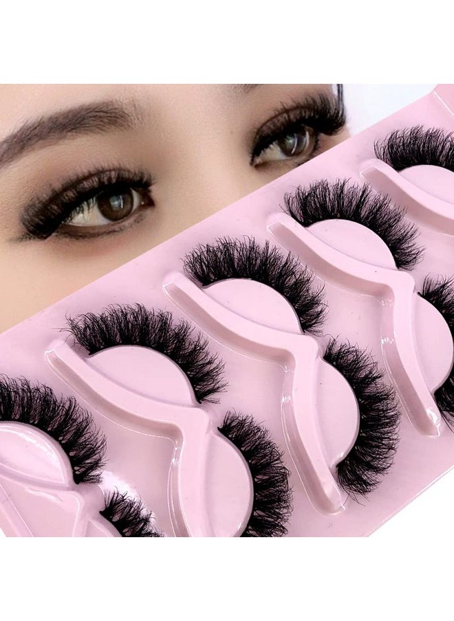 HBZGTLAD - New 5 Pairs Fluffy Natural Lashes Makeup Handmade Reusable Short 8Mm 22Mm Wispy Strip Faux Mink False Lashes (Ru 1) - Image 1