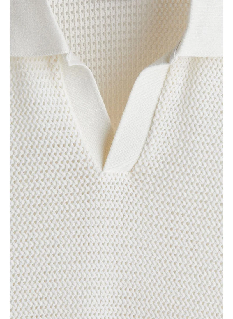 H&M Regular Fit Hole-knit polo shirt