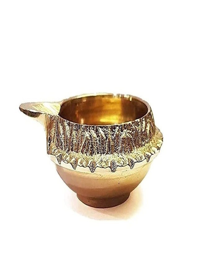 SATVIK قطعة واحدة من Kuber Diya لتزيين الديوالي مصباح زيتي مصنوع يدويًا مع نقش ذهبي مصنوع من معدن النحاس البكر. ديوالي ضياء فيلاككو لبوجا بوجا. هدايا ديباوالي الهندية التقليدية - Image 3