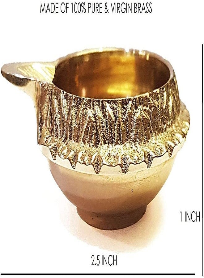 SATVIK قطعة واحدة من Kuber Diya لتزيين الديوالي مصباح زيتي مصنوع يدويًا مع نقش ذهبي مصنوع من معدن النحاس البكر. ديوالي ضياء فيلاككو لبوجا بوجا. هدايا ديباوالي الهندية التقليدية - Image 4