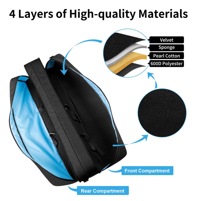 samdew Telescope Case, Double-layer Telescope Bag for Astronomical Telescope Storage, 40.8" Padded Telescope Carry Case Compatible with Celestron Telescope, Bonus Accessories Bag & Shoulder Strap - Image 3