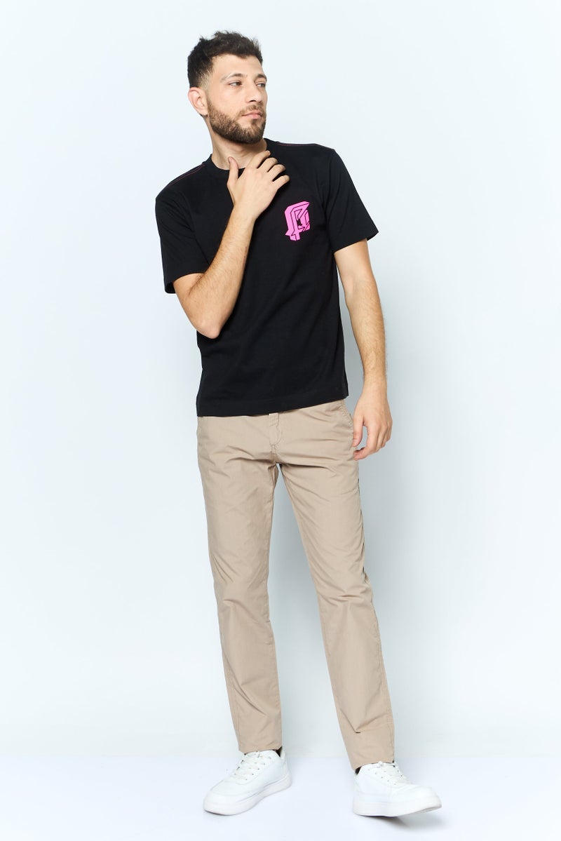 ESPRIT Men Crew Neck Short Sleeve Brand Logo T Shirt, Black - Image 2