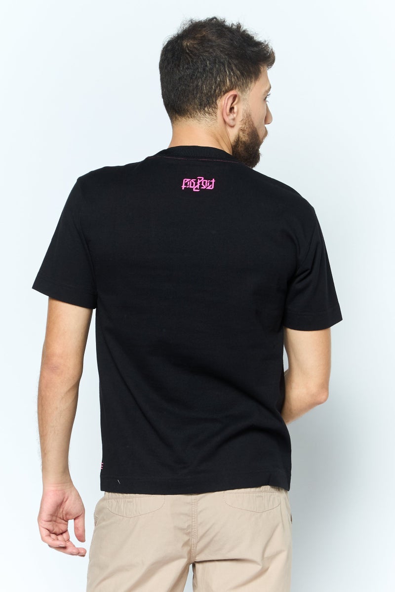 ESPRIT Men Crew Neck Short Sleeve Brand Logo T Shirt, Black - Image 4