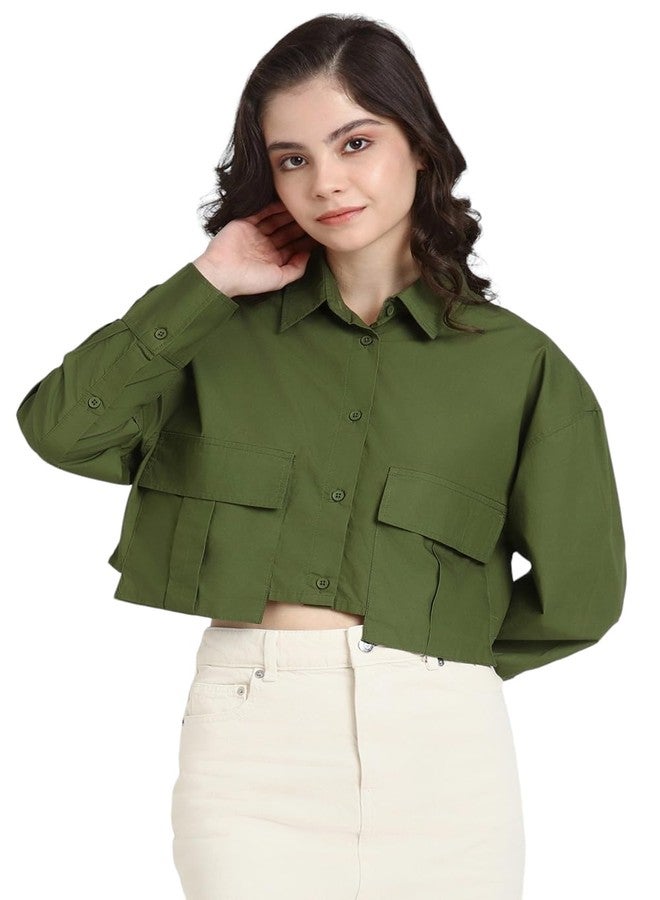 فور ايفر 21 قميص نسائي كلاسيكي سادة من Forever 21 (FWS24CWOF0075_Green) - Image 1