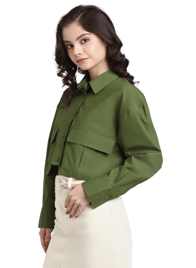فور ايفر 21 قميص نسائي كلاسيكي سادة من Forever 21 (FWS24CWOF0075_Green) - Image 2