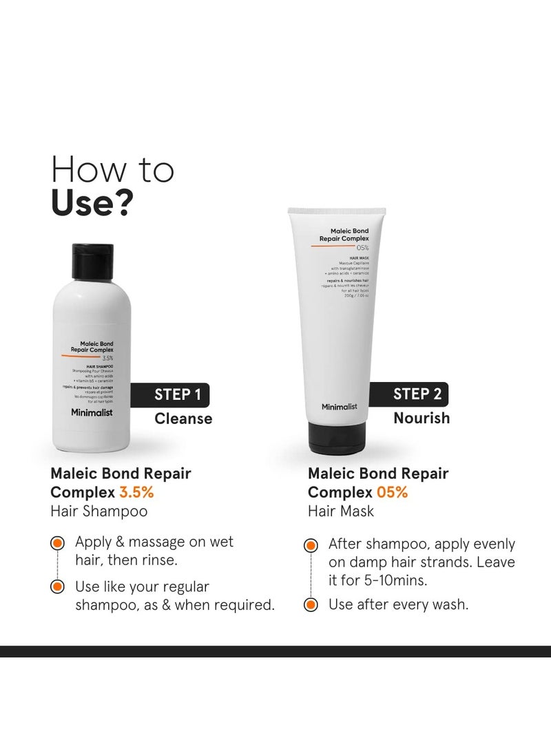 MINIMALIST Bond Repair Shampoo For Damaged, Dry & Frizzy Hair, Maleic Bond Repair Complex 3.5% With Patented Technology, Sulphate & Paraben Free Shampoo For Women & Men, 250 Ml - Image 5