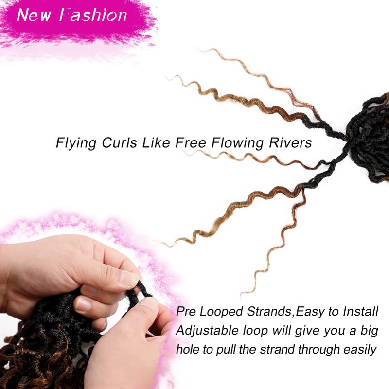 Dorsanee Goddess Locs Crochet Hair 10 Inch 7 Packs Ombre Brown Boho Faux Locs Crochet Hair for Black Women Pre Looped Crochet Locs with Curly Ends (1B/30/27) - Image 4