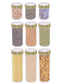 Food Storage Canisters with Lids - Airtight Food Storage Container Set of 9, Large Size, Acrylic Unbreakable Material Diffrent Sizes For Dry Foods, Flour, Beans, Snacks, Nuts, Candy, Spices